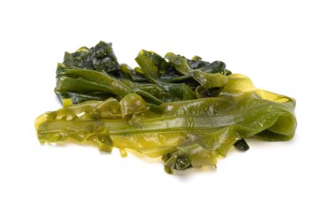 Laminaria (Kelp) Seaweed Isolated on White Background.Fresh seaweed wakame