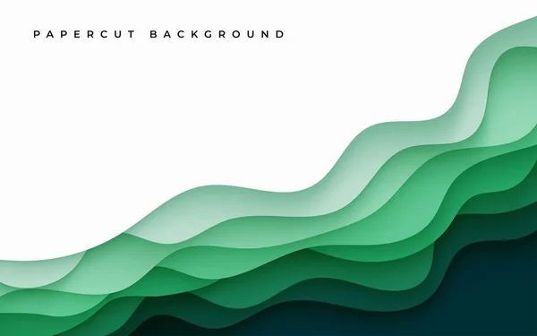 Gradyan vektör pankartıyla üç boyutlu çok katmanlı yeşil renk dokusu. Web sitesi şablonu için soyut kağıt kesimi sanat arkaplan tasarımı. Topografi haritası konsepti veya pürüzsüz origami kağıt kesiği
