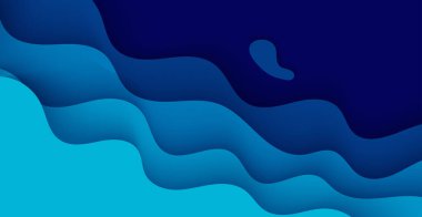 Gradyan vektör pankartıyla çok katmanlı mavi renk dokusu 3D kağıt kesim katmanları. Web sitesi şablonu için soyut kağıt kesimi sanat arkaplan tasarımı. Topografi haritası konsepti veya pürüzsüz origami kağıt kesiği