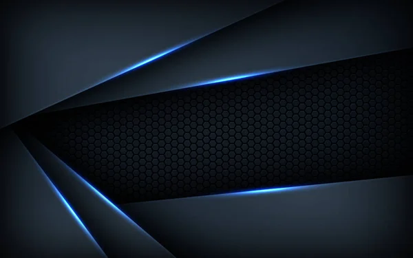 Koyu mavi ışık arkaplan gradyan şekilleri. Lacivert altıgen ağ desenli dekorasyon.