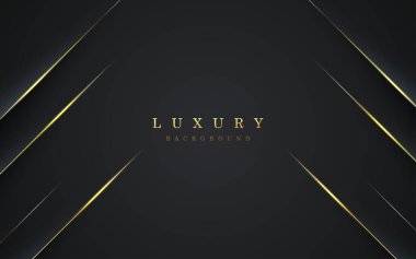 Soyut siyah diyagonal şerit, altın çizgi gölgesi ve açık renkli lüks dokusu var. eps10 vektörü
