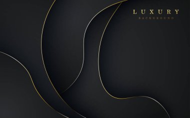 Soyut siyah diyagonal şerit, altın çizgi gölgesi ve açık renkli lüks dokusu var. eps10 vektörü