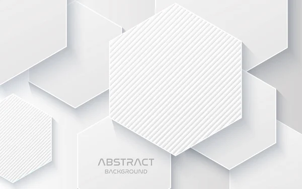 白色纸巾背景 病媒3D 摘要几何分层背景 纸型采用六边形结构 最低限度覆盖设计 — 图库矢量图片