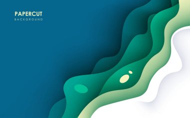 Soyut yeşil dalgalı kağıt kesim tabakaları arka planda. eps10 vektörü