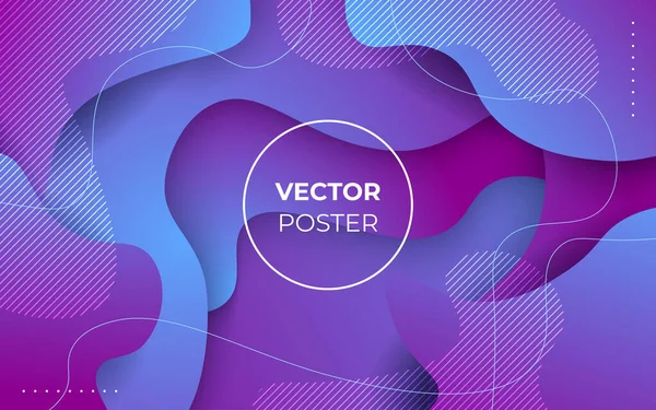 Abstrait Violet Bleu Liquide Couleur Dégradé Ondulé Géométrique Fluide Forme — Image vectorielle