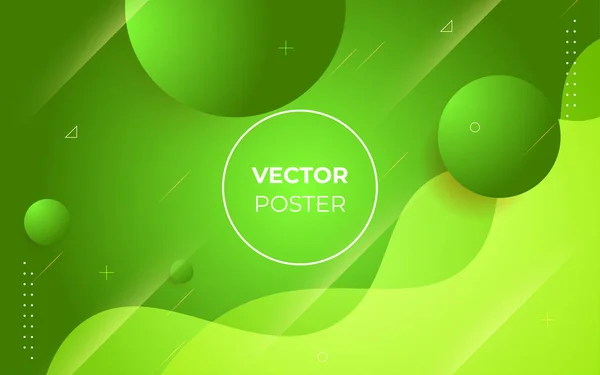 Fundo Geométrico Líquido Colorido Verde Moderno Com Forma Círculo Vetor — Vetor de Stock