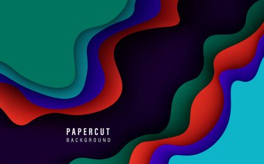 Çok renkli, soyut renkli, dalgalı kağıt kesim tabakaları arka planda. eps10 vektörü