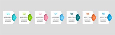 Vektör Infographic tasarım iş şablonu simgeleri ve 7 seçenek veya adımla. kare tasarım veya diyagram