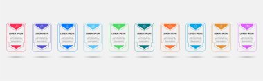 Vector Infographic tasarım iş şablonu simgeleri ve 10 seçenek veya adımla. kare tasarım veya diyagram