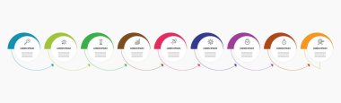 Vector Infographic tasarım iş şablonu simgeleri ve 9 seçenek veya adımla. kare tasarım veya diyagram