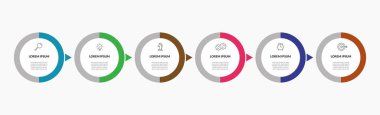 Vector Infographic tasarım iş şablonu simgeleri ve 6 seçenek veya adımla. kare tasarım veya diyagram