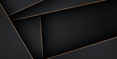 Lüks, soyut, siyah, gri, altın çizgiler üst üste biniyor. eps10 vektörü