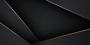 Lüks, soyut, siyah, gri, altın çizgiler üst üste biniyor. eps10 vektörü