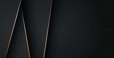 Lüks, soyut, siyah, gri, altın çizgiler üst üste biniyor. eps10 vektörü