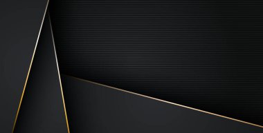 Lüks, soyut, siyah, gri, altın çizgiler üst üste biniyor. eps10 vektörü