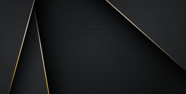 Lüks, soyut, siyah, gri, altın çizgiler üst üste biniyor. eps10 vektörü