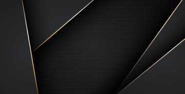 Lüks, soyut, siyah, gri, altın çizgiler üst üste biniyor. eps10 vektörü