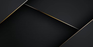 Lüks, soyut, siyah, gri, altın çizgiler üst üste biniyor. eps10 vektörü