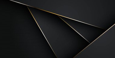 Lüks, soyut, siyah, gri, altın çizgiler üst üste biniyor. eps10 vektörü