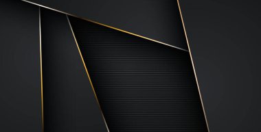 Lüks, soyut, siyah, gri, altın çizgiler üst üste biniyor. eps10 vektörü