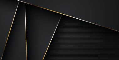 Lüks, soyut, siyah, gri, altın çizgiler üst üste biniyor. eps10 vektörü