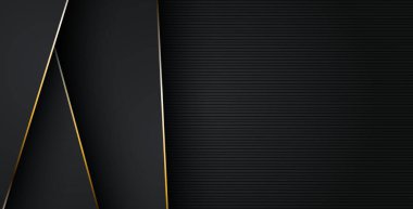 Lüks, soyut, siyah, gri, altın çizgiler üst üste biniyor. eps10 vektörü