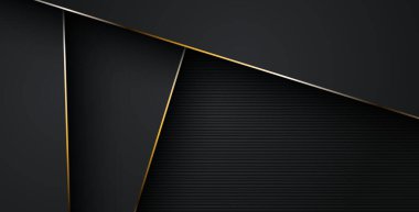 Lüks, soyut, siyah, gri, altın çizgiler üst üste biniyor. eps10 vektörü