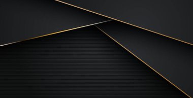 Lüks, soyut, siyah, gri, altın çizgiler üst üste biniyor. eps10 vektörü