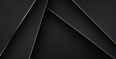 Lüks, soyut, siyah, gri, altın çizgiler üst üste biniyor. eps10 vektörü