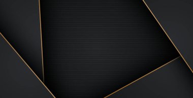 Lüks, soyut, siyah, gri, altın çizgiler üst üste biniyor. eps10 vektörü