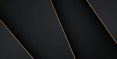 Lüks, soyut, siyah, gri, altın çizgiler üst üste biniyor. eps10 vektörü