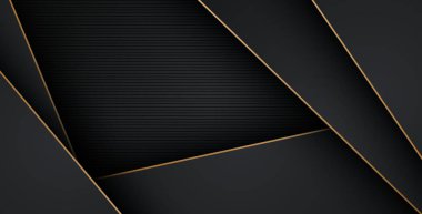 Lüks, soyut, siyah, gri, altın çizgiler üst üste biniyor. eps10 vektörü