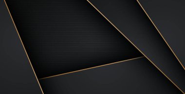 Lüks, soyut, siyah, gri, altın çizgiler üst üste biniyor. eps10 vektörü