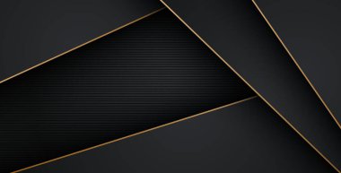 Lüks, soyut, siyah, gri, altın çizgiler üst üste biniyor. eps10 vektörü