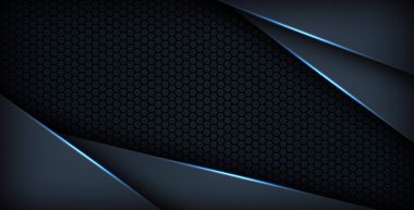 koyu soyut mavi ışık arkaplan gradyan şekilleri. Lacivert altıgen ağ desenli dekorasyon. eps10 vektörü