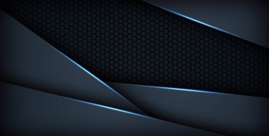 koyu soyut mavi ışık arkaplan gradyan şekilleri. Lacivert altıgen ağ desenli dekorasyon. eps10 vektörü