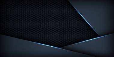 koyu soyut mavi ışık arkaplan gradyan şekilleri. Lacivert altıgen ağ desenli dekorasyon. eps10 vektörü