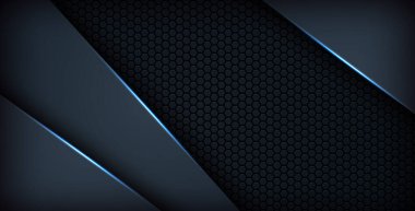 koyu soyut mavi ışık arkaplan gradyan şekilleri. Lacivert altıgen ağ desenli dekorasyon. eps10 vektörü