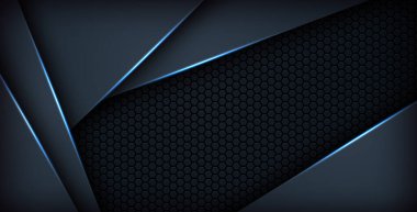 koyu soyut mavi ışık arkaplan gradyan şekilleri. Lacivert altıgen ağ desenli dekorasyon. eps10 vektörü