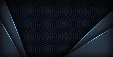 koyu soyut mavi ışık arkaplan gradyan şekilleri. Lacivert altıgen ağ desenli dekorasyon. eps10 vektörü