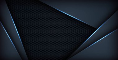 koyu soyut mavi ışık arkaplan gradyan şekilleri. Lacivert altıgen ağ desenli dekorasyon. eps10 vektörü