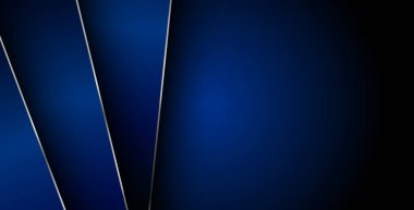 Metin ve kare arkaplan tasarımı için siyah alan üzerinde gümüş listeli geometrik üçgen vektör arkaplan örtüşen mavi gradyan rengi.