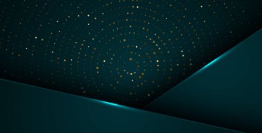 Soyut koyu yeşil tabakalar beyaz ışıkla örtüşüyor, gümüş ve altın parıltılı daireler ise element dekorasyonu. eps10 vektörü