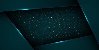 Soyut koyu yeşil tabakalar beyaz ışıkla örtüşüyor, gümüş ve altın parıltılı daireler ise element dekorasyonu. eps10 vektörü