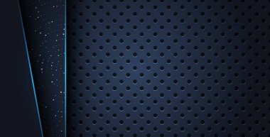 Işıltılı noktalar üzerinde soyut mavi çizgi modern arka planda koyu daireyle örtüşüyor. eps10 vektörü