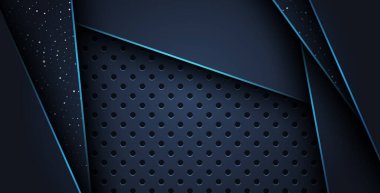 Işıltılı noktalar üzerinde soyut mavi çizgi modern arka planda koyu daireyle örtüşüyor. eps10 vektörü