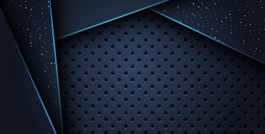 Işıltılı noktalar üzerinde soyut mavi çizgi modern arka planda koyu daireyle örtüşüyor. eps10 vektörü