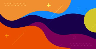 Minimum geometrik mor, pembe, turuncu soyut arkaplan, dalga dinamik şekil bileşimi iniş sayfası arkaplanı.