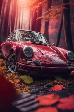 red porsche 911 car on the street.