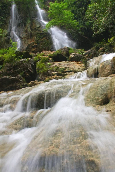 Водопад Шри Гетук Воносари Гунунг Кидул Джокьякарта Индонезия Взято Медленной — стоковое фото